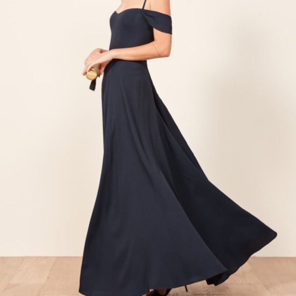 Reformation Midnight Blue Off-Shoulder Maxi Dress - Picture 3 of 7